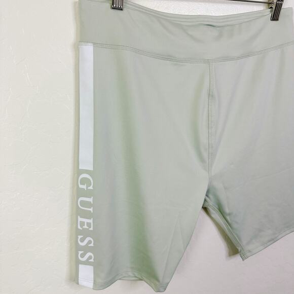 Guess Xolani Logo High Rise Stretch Elastic Waist Biking Short Sage Mint L NWT - Picture 3 of 11